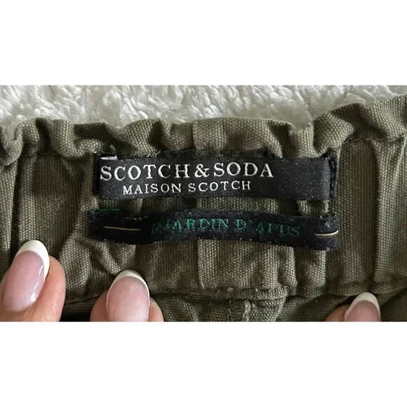 Scotch & Soda Army Green Cotton Twill Shorts Drawstring Elastic Waist Size XS - Picture 4 of 9